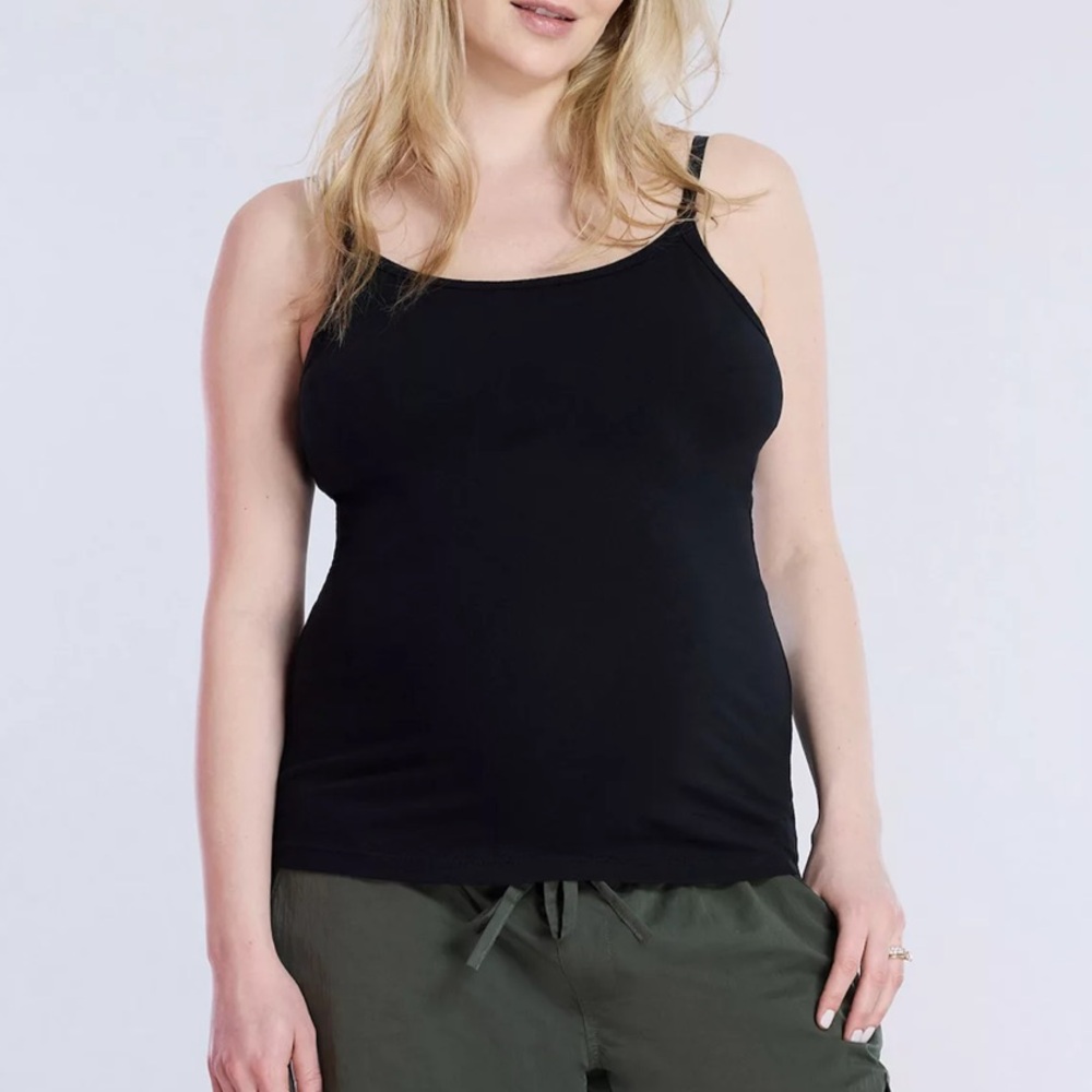 Sonoma Maternity black clip open front nursing camisole tank top size large